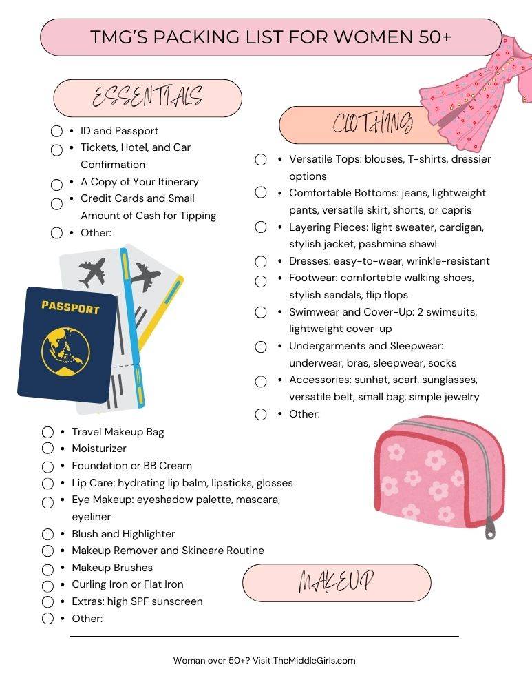 Travel Packing List for Women 50+